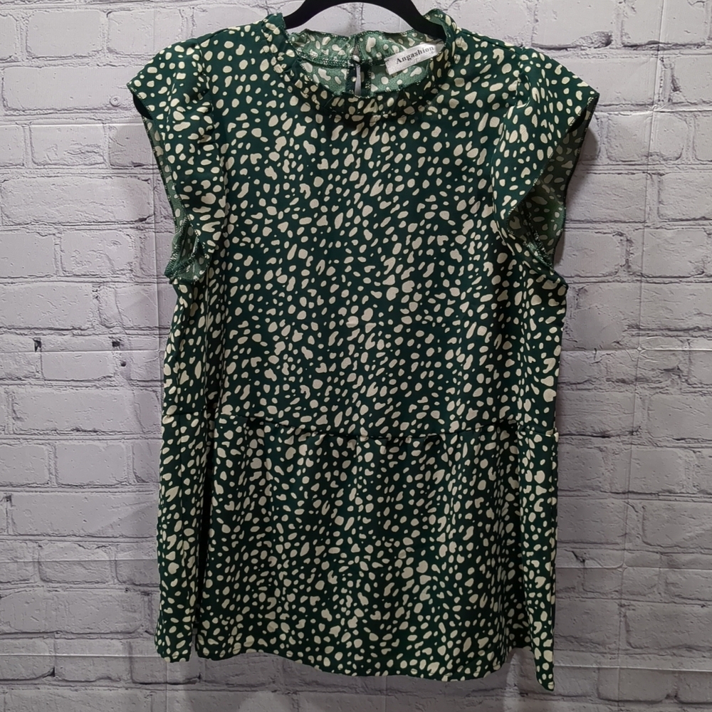 Green and White Patterned Dress